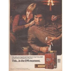 1971 Vintage Print Ad L&M Filter Kings Cigarettes This Is The L&M Moment Boho